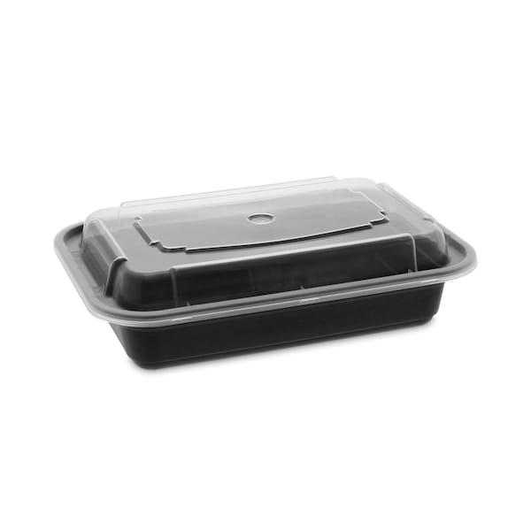 Pactiv Evergreen Newspring VERSAtainer Microwavable Containers, 16 oz, 5 x 7.25 x 1.5, Black/Clear, Plastic, 150PK NC8168B - main